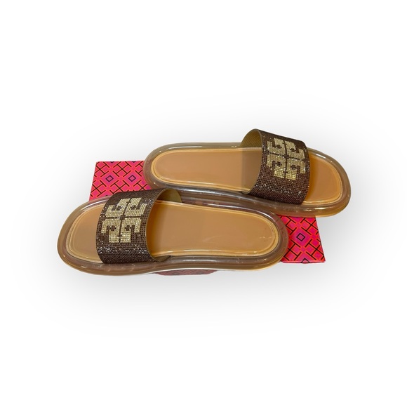 Tory Burch Crystal Bubble Jelly Slide Sandal in Clay/ Peanut Size 11 - Picture 3 of 8